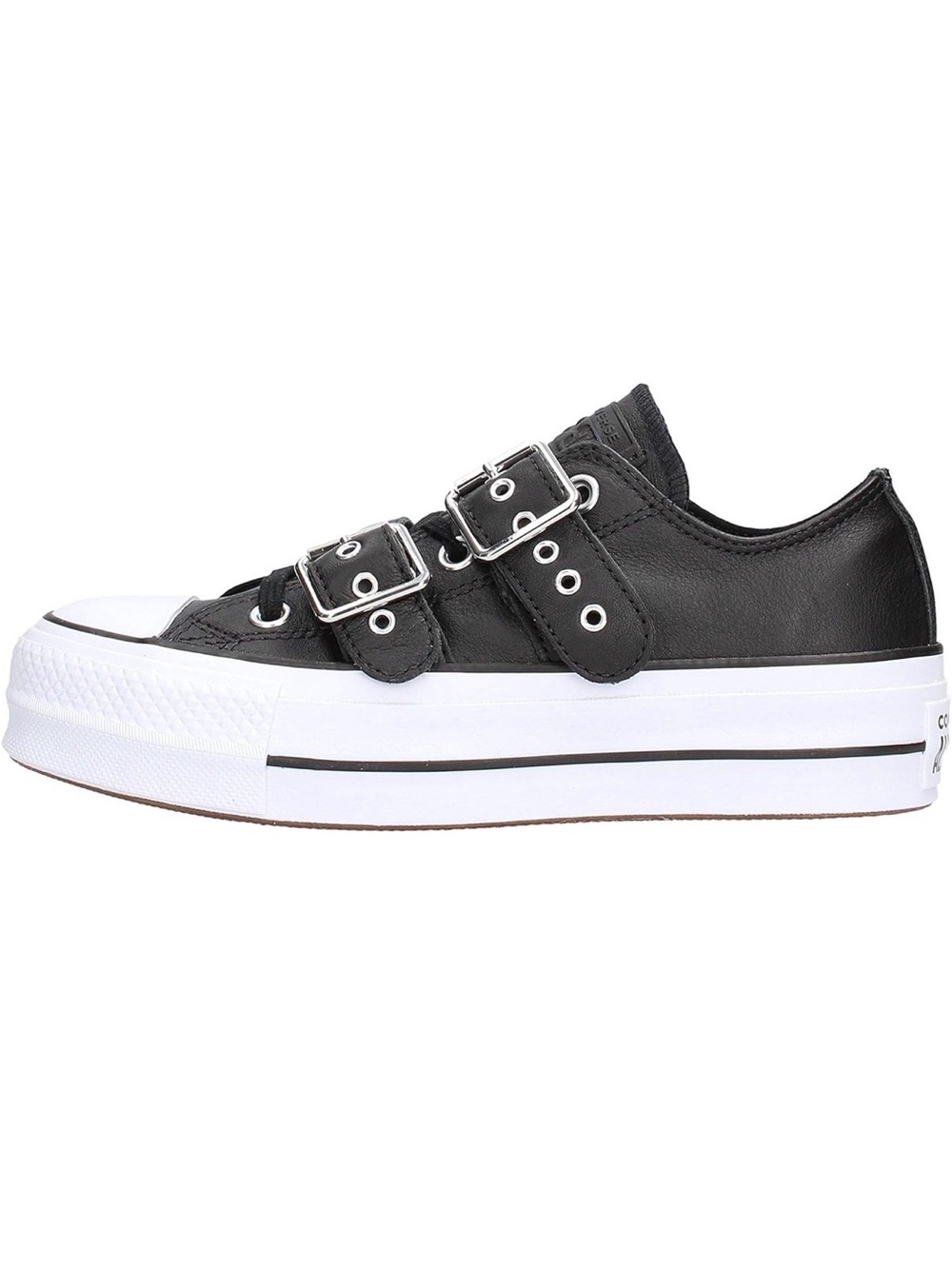 [US8]Converse Girl's Chuck Taylor CTAS Lift Buckle Ox Low-Top Sneakers Black